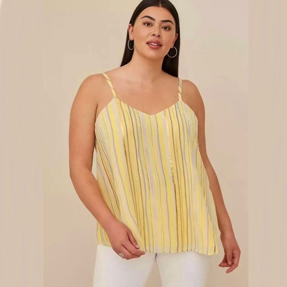 Torrid Yellow Gold Stripe Double Layer Swing Tank Cami Sz 1X